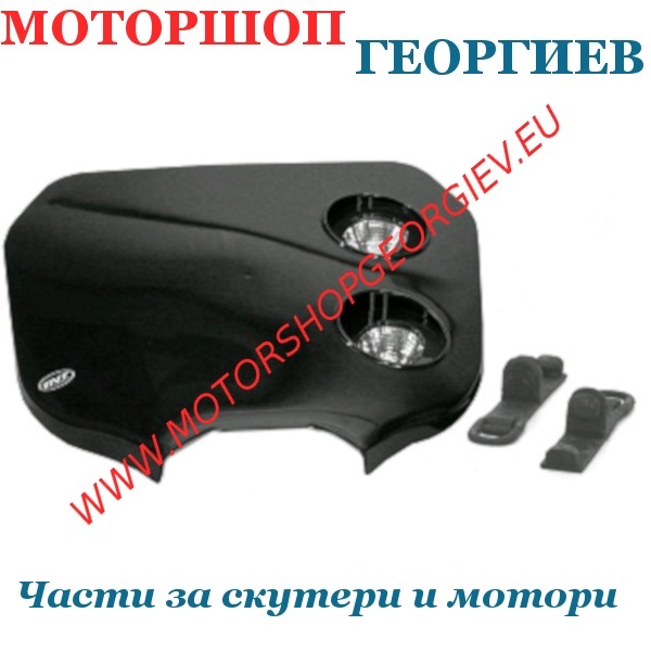 Резервна част Предна маска с 2 халогена фар CROSS - черен - Фарове за скутери - Моторшоп Георгиев