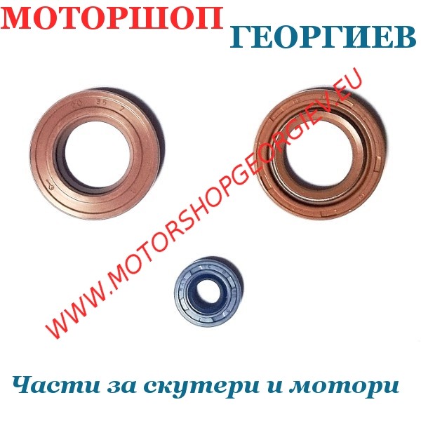 Резервна част Комплект семеринги колянов вал и водна помпа ARTEIN - Derbi Senda (след 2006) / Двигател Piaggio D50B0 - Семеринги - Моторшоп Георгиев