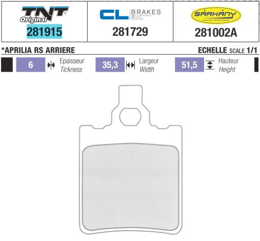 Накладки ТНТ МОТОР 281915