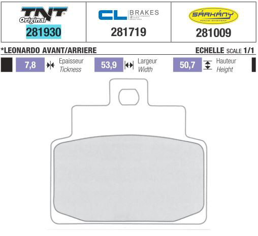 Накладки ТНТ МОТОР 281930