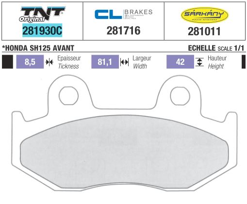 Накладки ТНТ МОТОР 281930C